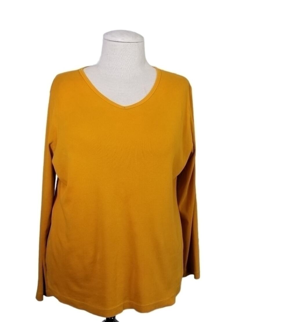 Duluth Trading Company WMS SZ XL T Tee Shirt Gold Yellow Long Sleeve Cotton